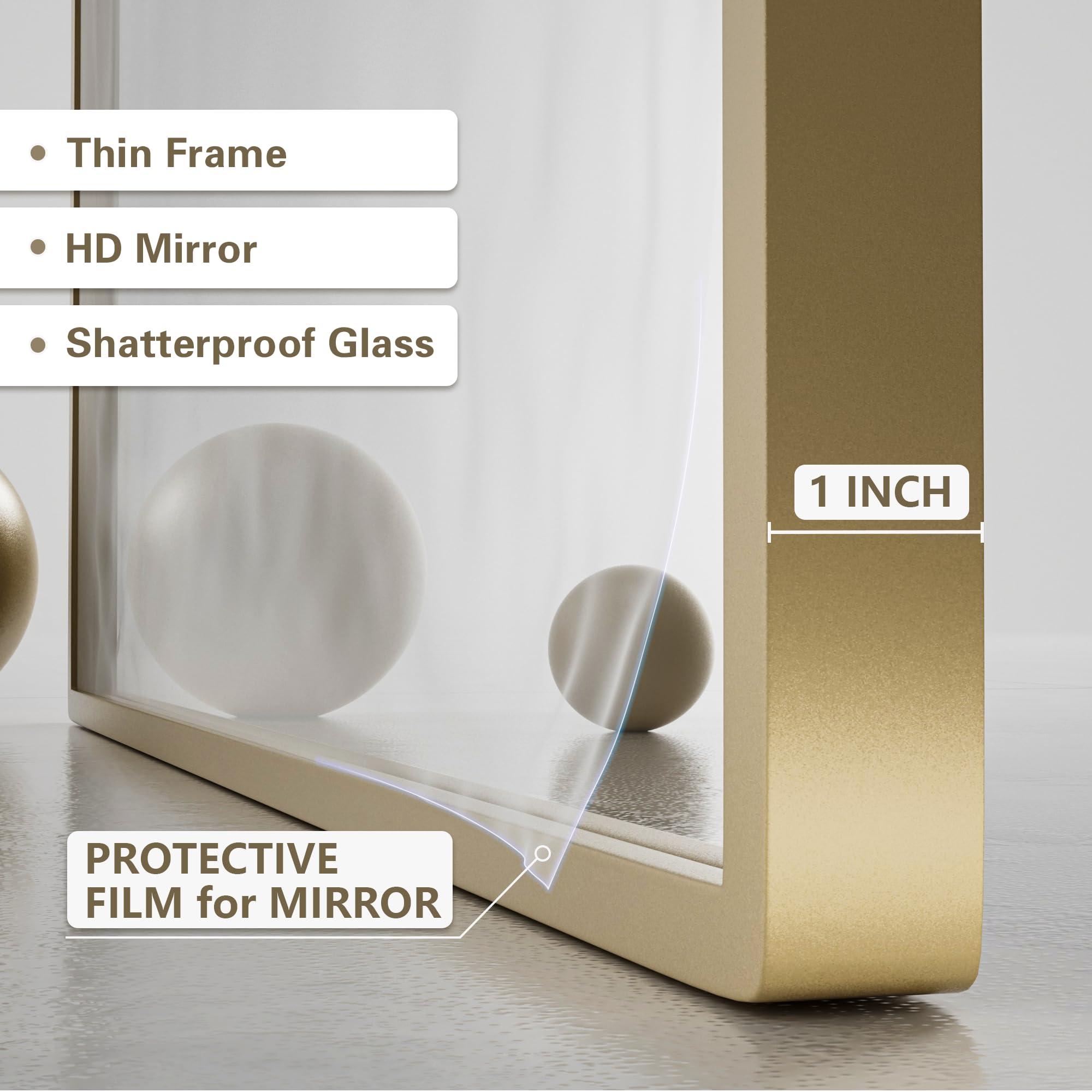 Amazon.co.jp: PAIHOME ゴールドアンティークミラー 壁用 19x30インチ